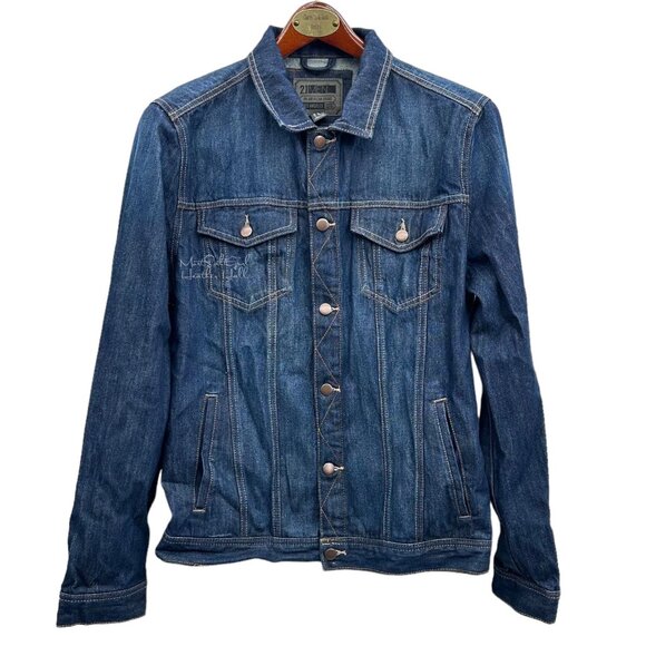 21Men Dark Wash Trucker Jacket Size XL - Picture 1 of 5
